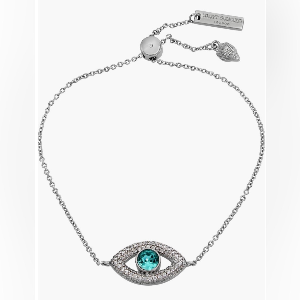 Kurt Geiger Nwt Stunning Crystal Slider Bracelet With RhodiumTurq Silver 54$